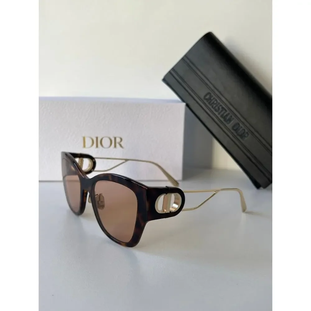 NEW Dior 30Montaigne B2U Brown Gold Cat Eye Sunglasses - Picture 5 of 9